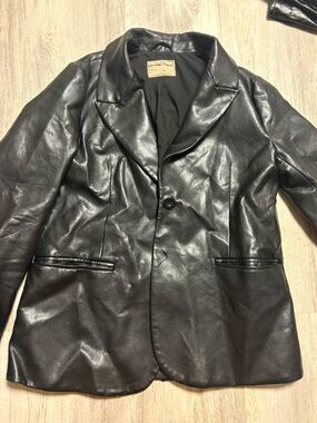 Free People Women’s Black Leather Blazer Jacket